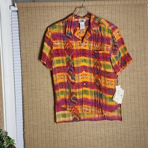 NWT Xriss Xross Silk Multi  Color Shirt